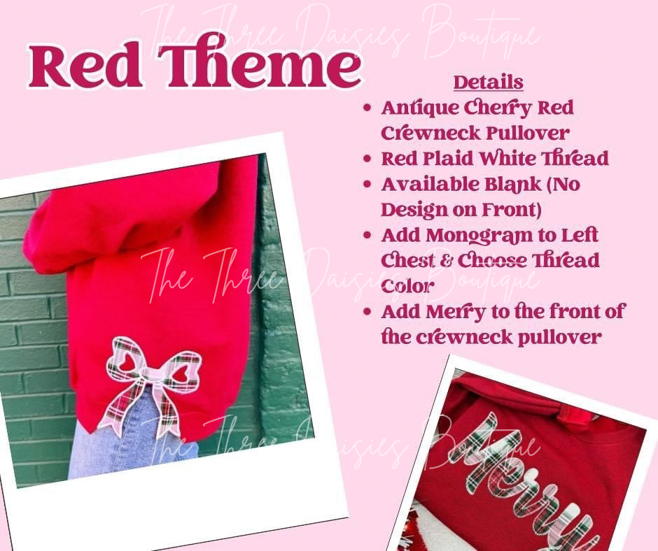 RTS Christmas Bow Sweatshirts WITH HEM