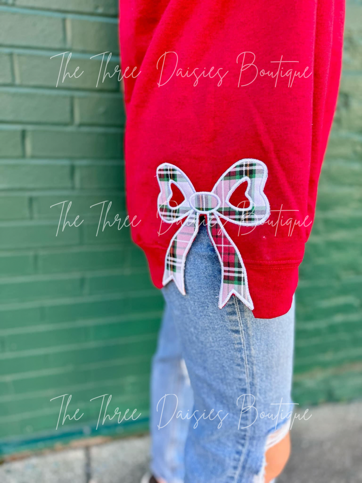 RTS Christmas Bow Sweatshirts WITH HEM