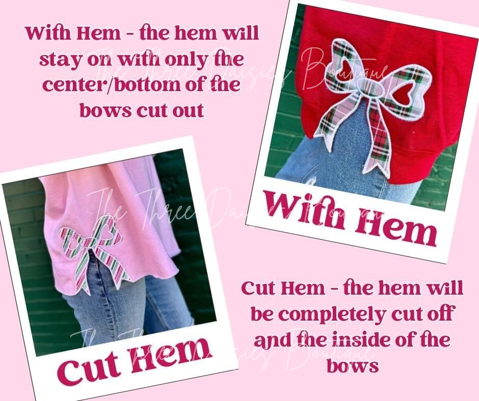 RTS Christmas Bow Sweatshirts WITH HEM
