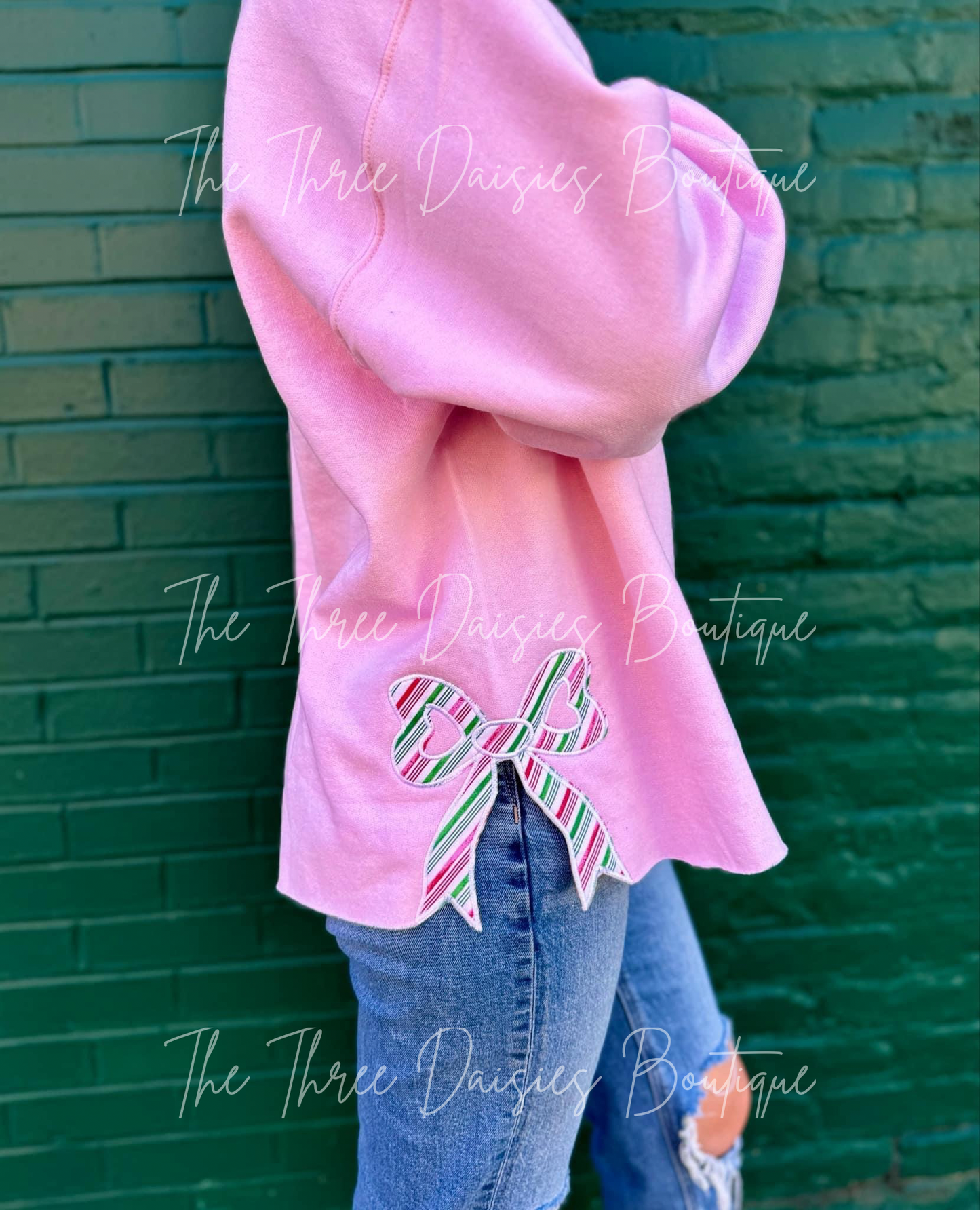 RTS Christmas Bow Sweatshirts WITH HEM