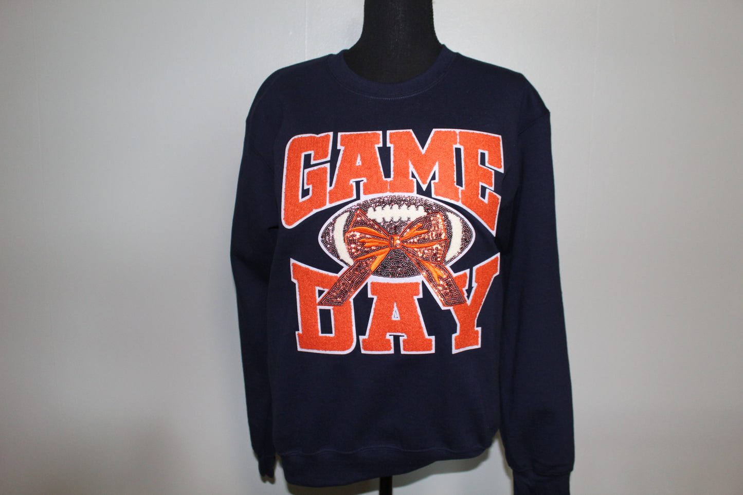 Orange and Navy Game Day with Bow