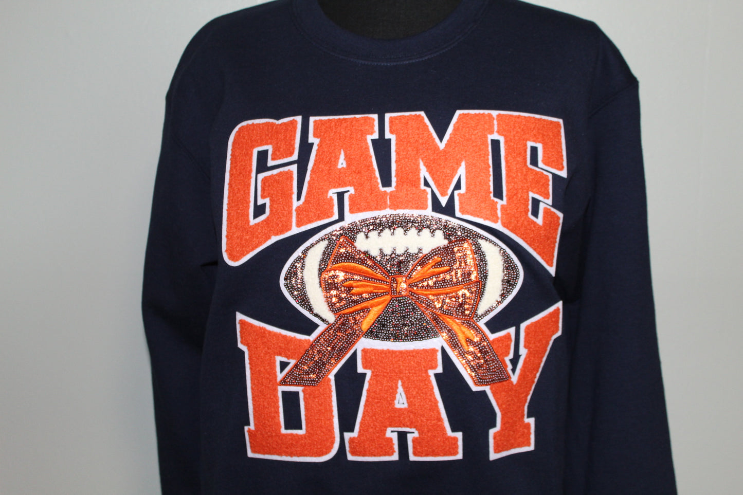 Orange and Navy Game Day with Bow