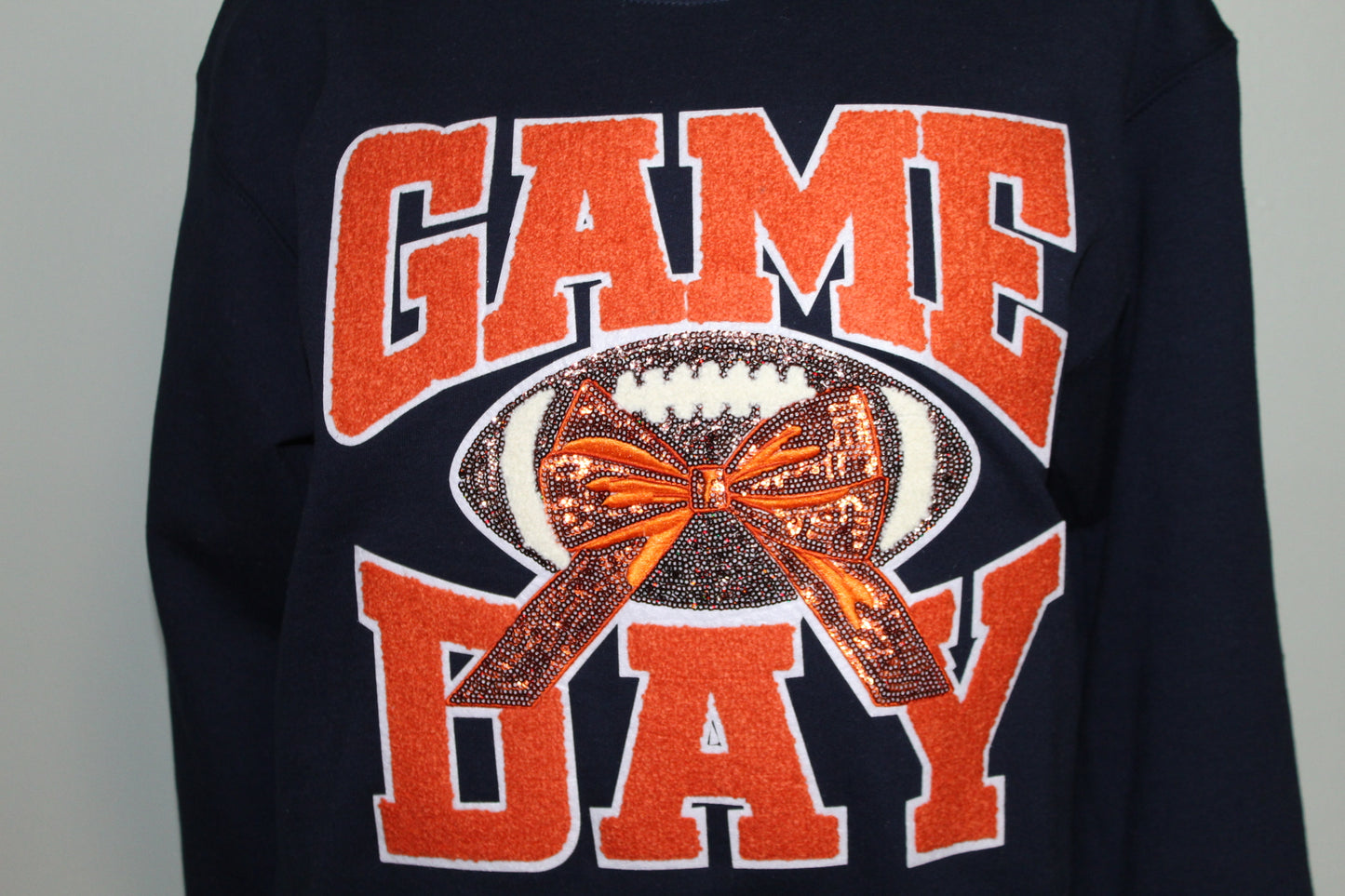Orange and Navy Game Day with Bow