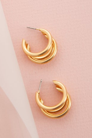 TRIPLE ROW HOOP EARRINGS