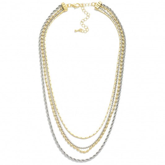 Layered Metal Multi-Chain Necklace