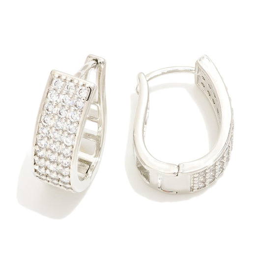 Pave Cubic Zirconia Hoop Earrings