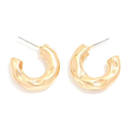 Pinched Metal Hoop Earrings