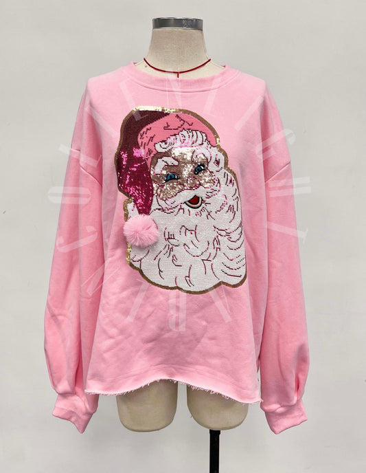 Preppy Pink Sequin Santa