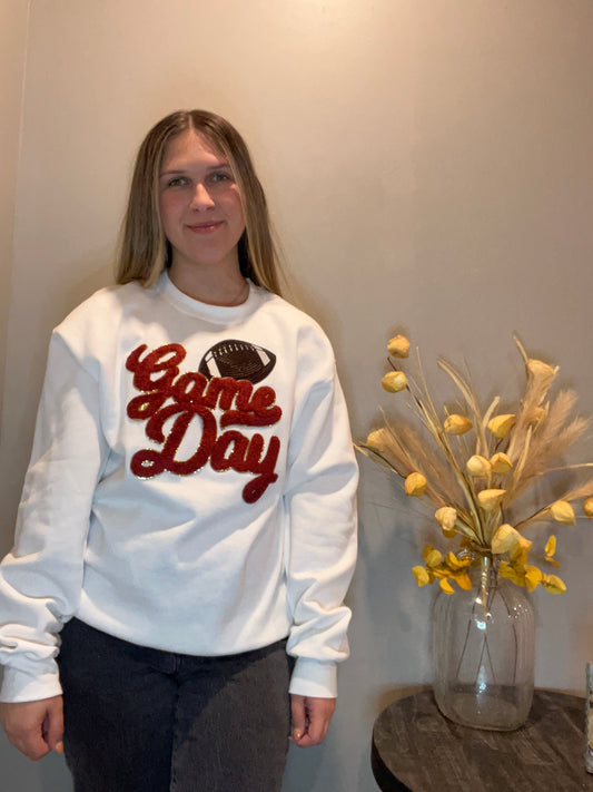 Maroon and White Game Day Sweatshirt