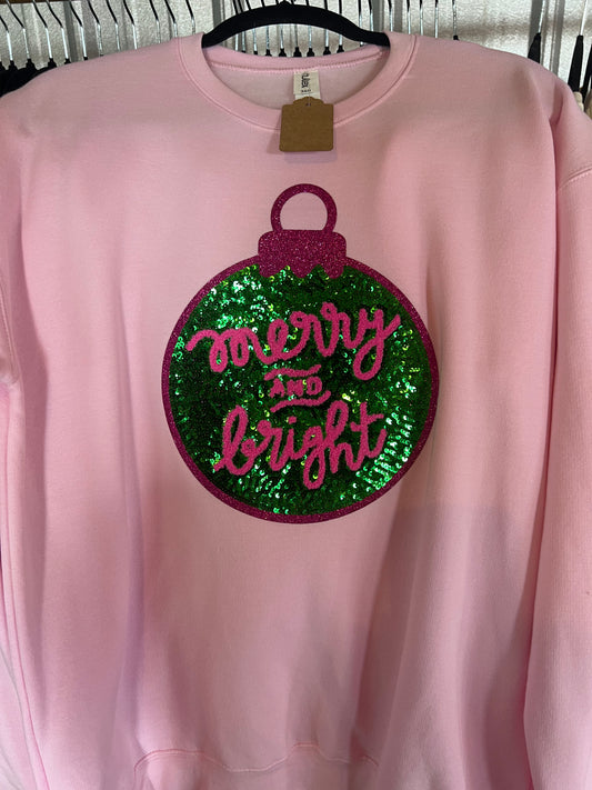 Sequin Merry & Bright Ornament Sweatshirt