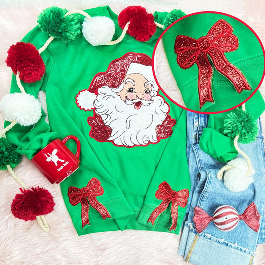 Santa Side Bow Sweatshirt