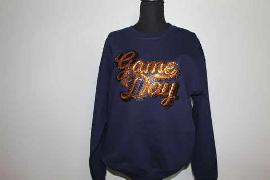 Sequin Orange and Navy Game Day