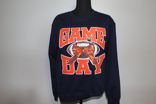 Orange and Navy Game Day with Bow