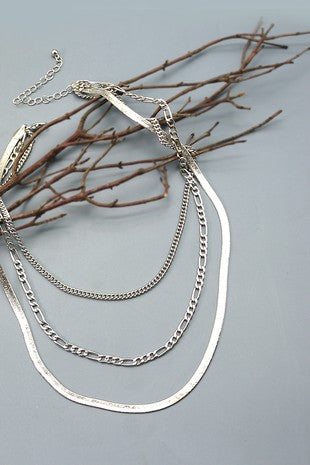 SILVER MULTI LAYER CHAIN NECKLACE